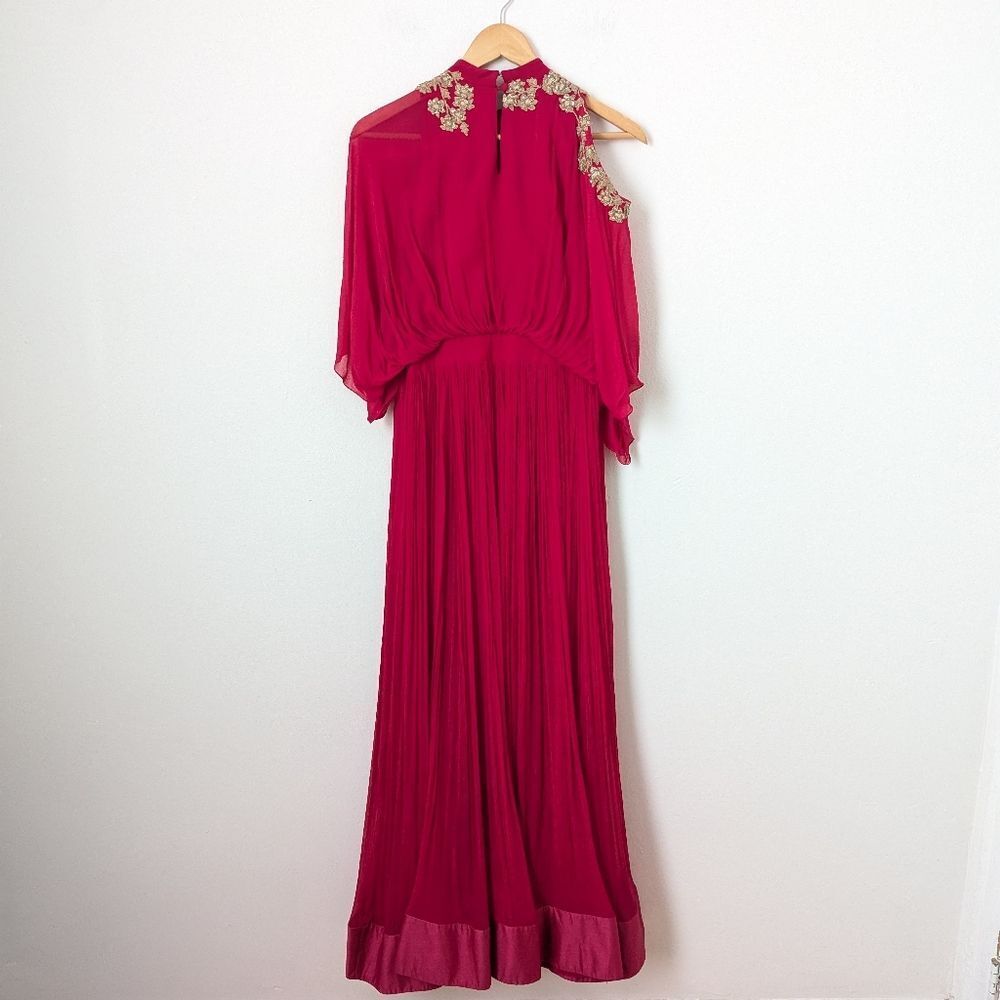 Ridhi Mehra fuchsia pink beige sequin bead floral Valentino Anarkali maxi dress - Picture 6 of 7